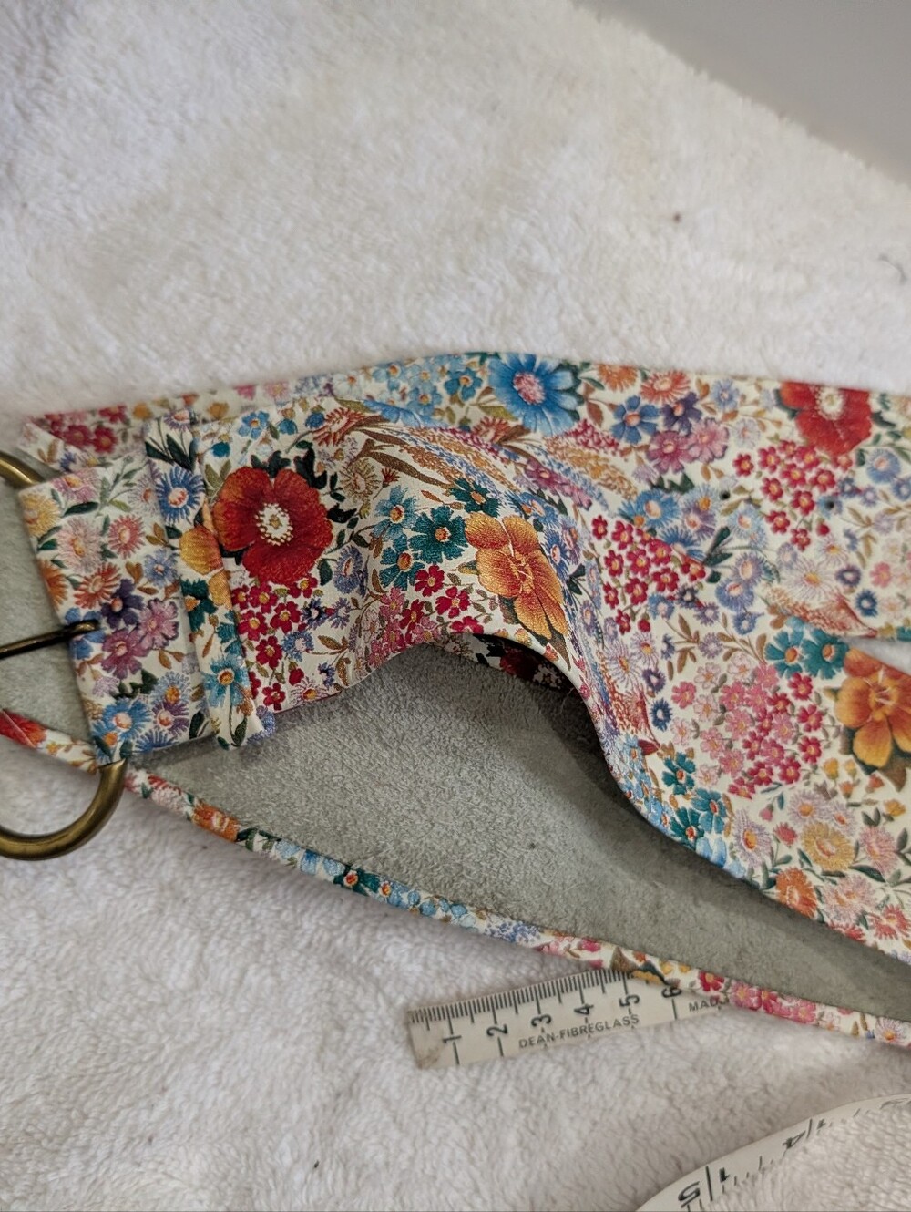 Floral Multicolor Belt with Gold Rings- Leather or faux leather